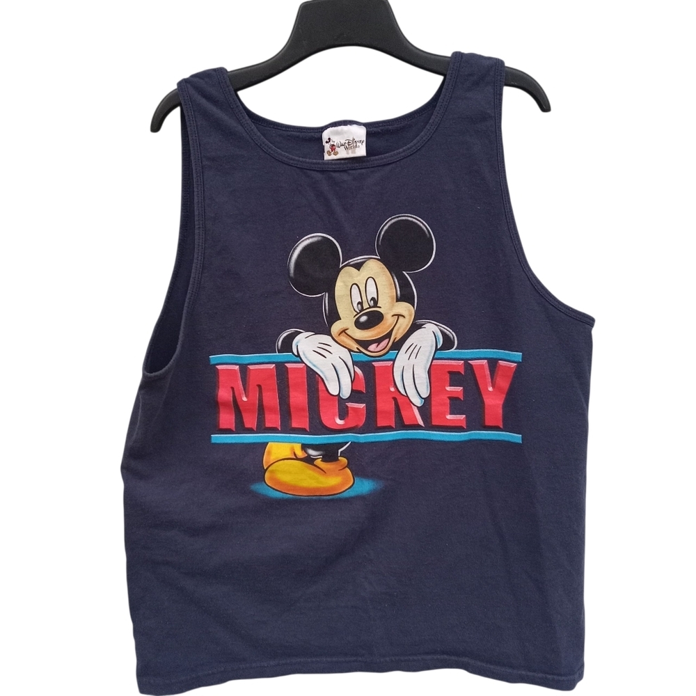 Walt Disney World Mickey Mouse Navy Unisex Tank Top Size Large Vintage